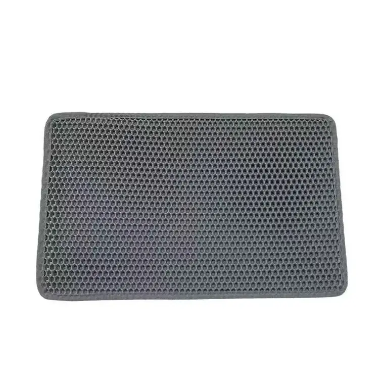 Tapis de litière pour chat Minopatte, coloris gris, double couche à alvéoles